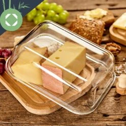 Glas-Käseglocke Bambusboden Luftdicht Geschmacksneutral Spülmaschinenfest -Haushaltsgeräte Geschäft 10038309 yy 0004 logo