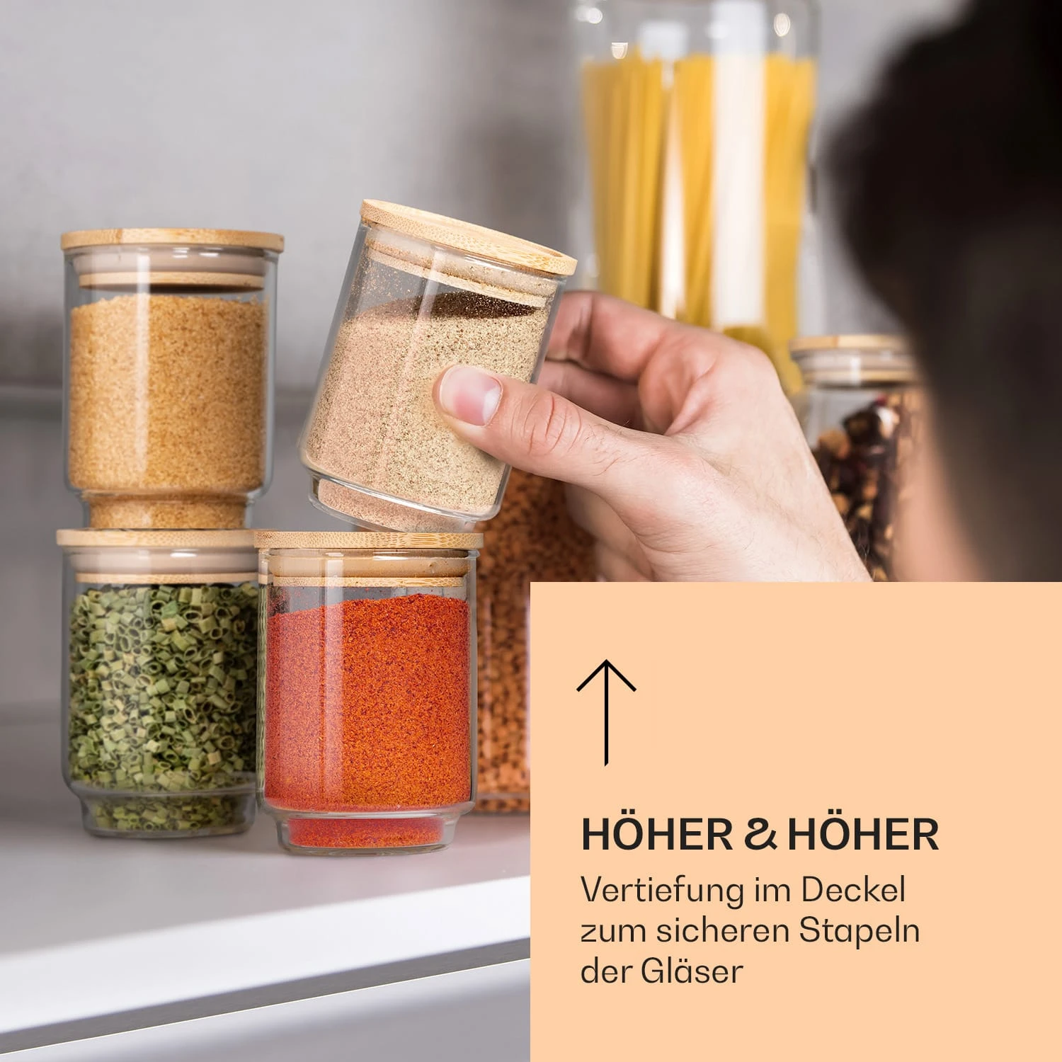 Gewürzgläser Bambusdeckel 10 Stück Je 150 Ml Luftdicht Stapelbar 5 Gewürzgläser Bambusdeckel 10 Stück Je 150 Ml Luftdicht Stapelbar – Bild 5