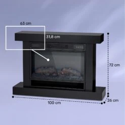 Vulsini Hideaway Elektrokamin 1900 W LED-Technik Fernbedienung -Haushaltsgeräte Geschäft 10038619 yy 0008 dimensions