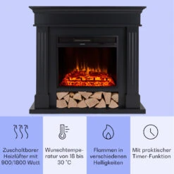 Las Pilas Elektrokamin Heizlüfter 900/1800W Wochentimer Fernbedienung -Haushaltsgeräte Geschäft 10038630 de 0003 usp