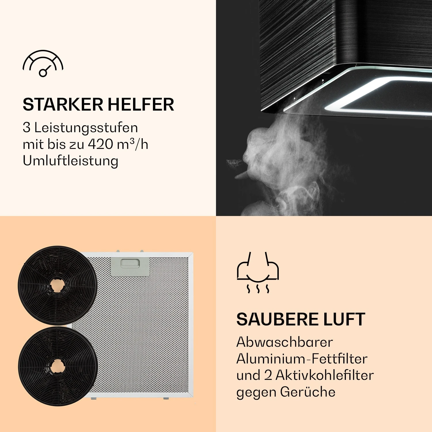 Futurelight Smart Inselabzugshaube Umluft 420m³/h LED Edelstahl 5 Futurelight Smart Inselabzugshaube Umluft 420m³/h LED Edelstahl – Bild 5