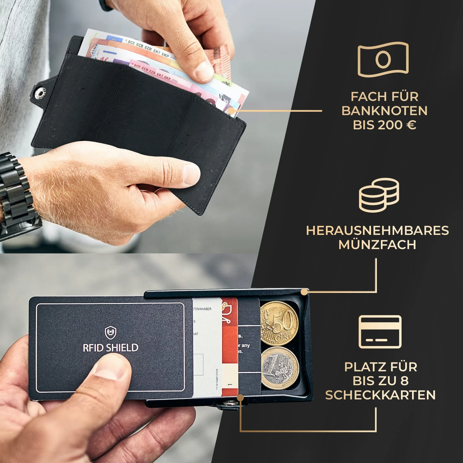 ZNAP Slim Wallet 8 Karten Münzfach 8 X 1,5 X 6 Cm (BxHxT) RFID-Schutz 2 ZNAP Slim Wallet 8 Karten Münzfach 8 X 1,5 X 6 Cm (BxHxT) RFID-Schutz – Bild 2