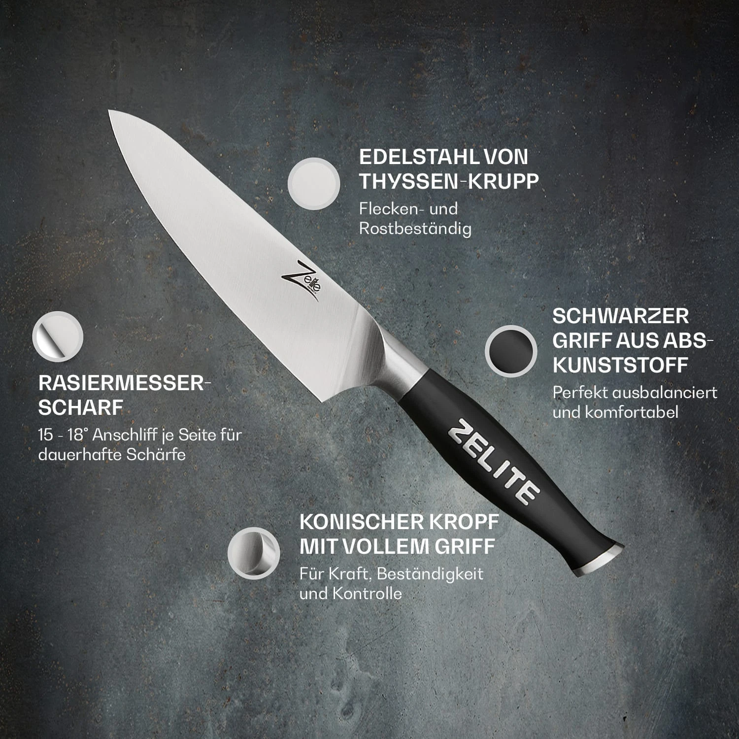 Comfort Pro Serie 6" Chefmesser 56 HRC Edelstahl 2 Comfort Pro Serie 6" Chefmesser 56 HRC Edelstahl – Bild 2