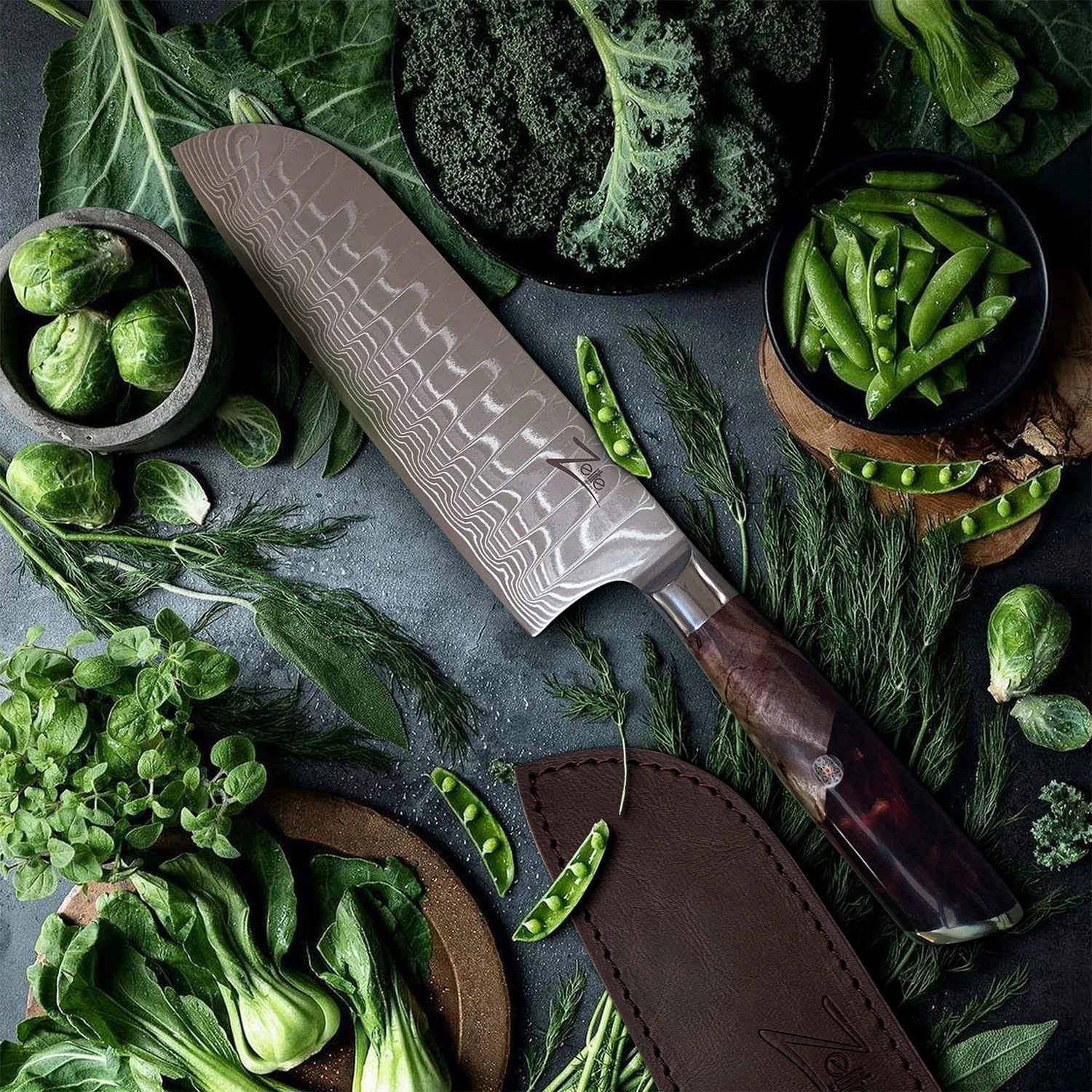 Infinity Wave 7" Santokumesser 61 HRC Damaszenerstahl 2 Infinity Wave 7" Santokumesser 61 HRC Damaszenerstahl – Bild 2