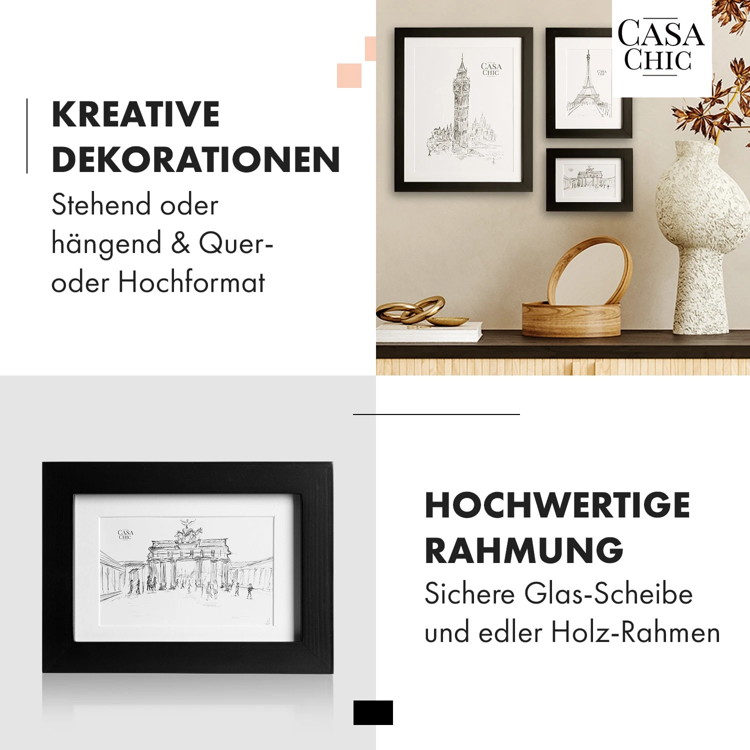 Chalcot Bilderrahmen 7er-Set 3 Größen Rechteckig Passepartout Echtholz 3 Chalcot Bilderrahmen 7er-Set 3 Größen Rechteckig Passepartout Echtholz – Bild 3