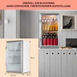 Beersafe XXL Crystal White Kühlschrank 80 Ltr Panoramaglas Edelstahl -Haushaltsgeräte Geschäft 10039424 DE 0006 usp