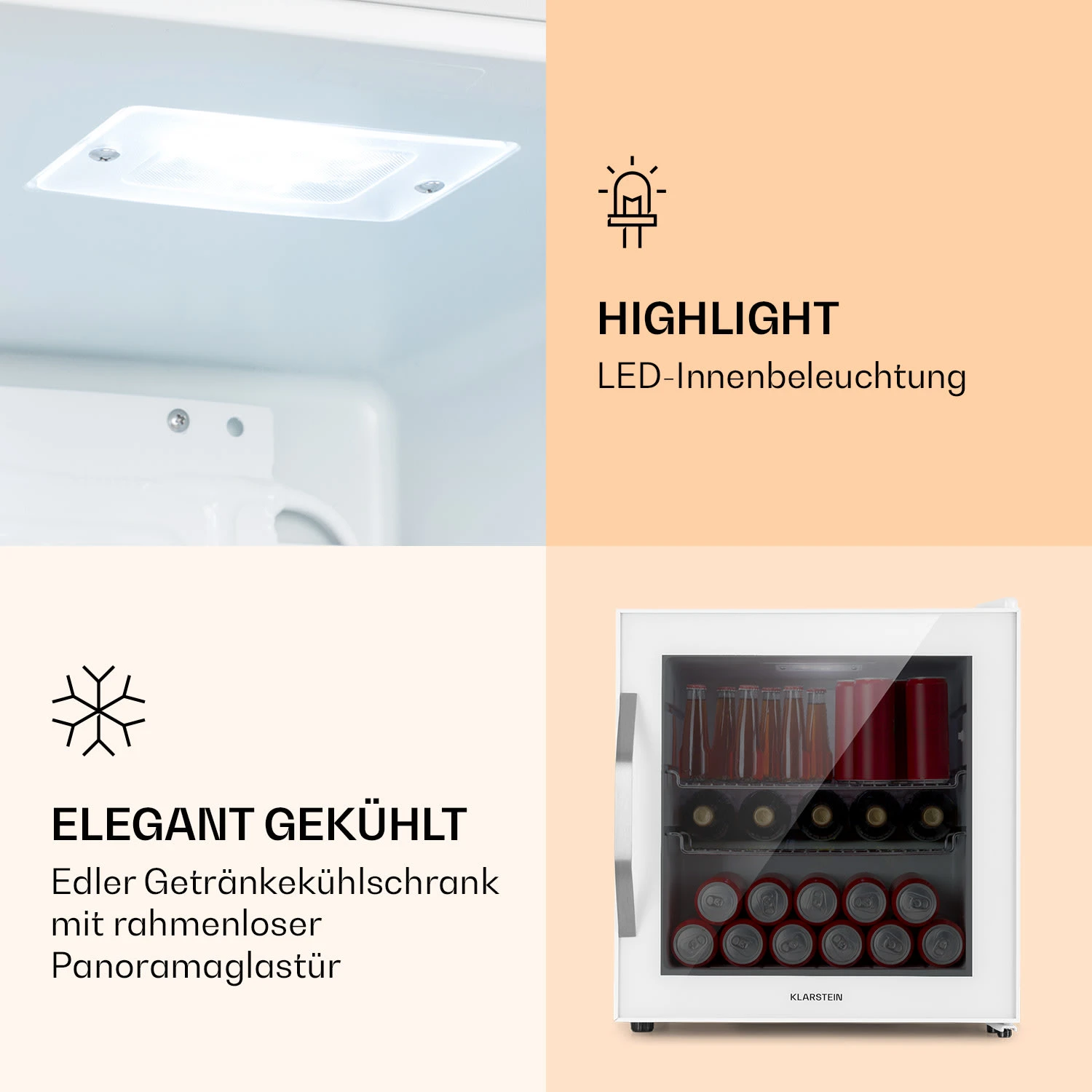 Beersafe L Quartz Kühlschrank 47 Liter 2 Böden Panoramaglastür Weiß 4 Beersafe L Quartz Kühlschrank 47 Liter 2 Böden Panoramaglastür Weiß – Bild 4