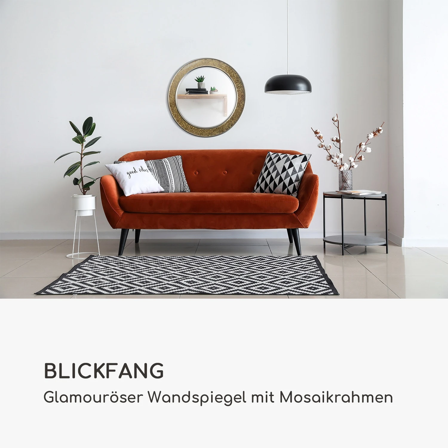 Cheyne Wandspiegel Holzrahmen Rund Ø 60 Cm Mosaik-Design 2 Cheyne Wandspiegel Holzrahmen Rund Ø 60 Cm Mosaik-Design – Bild 2