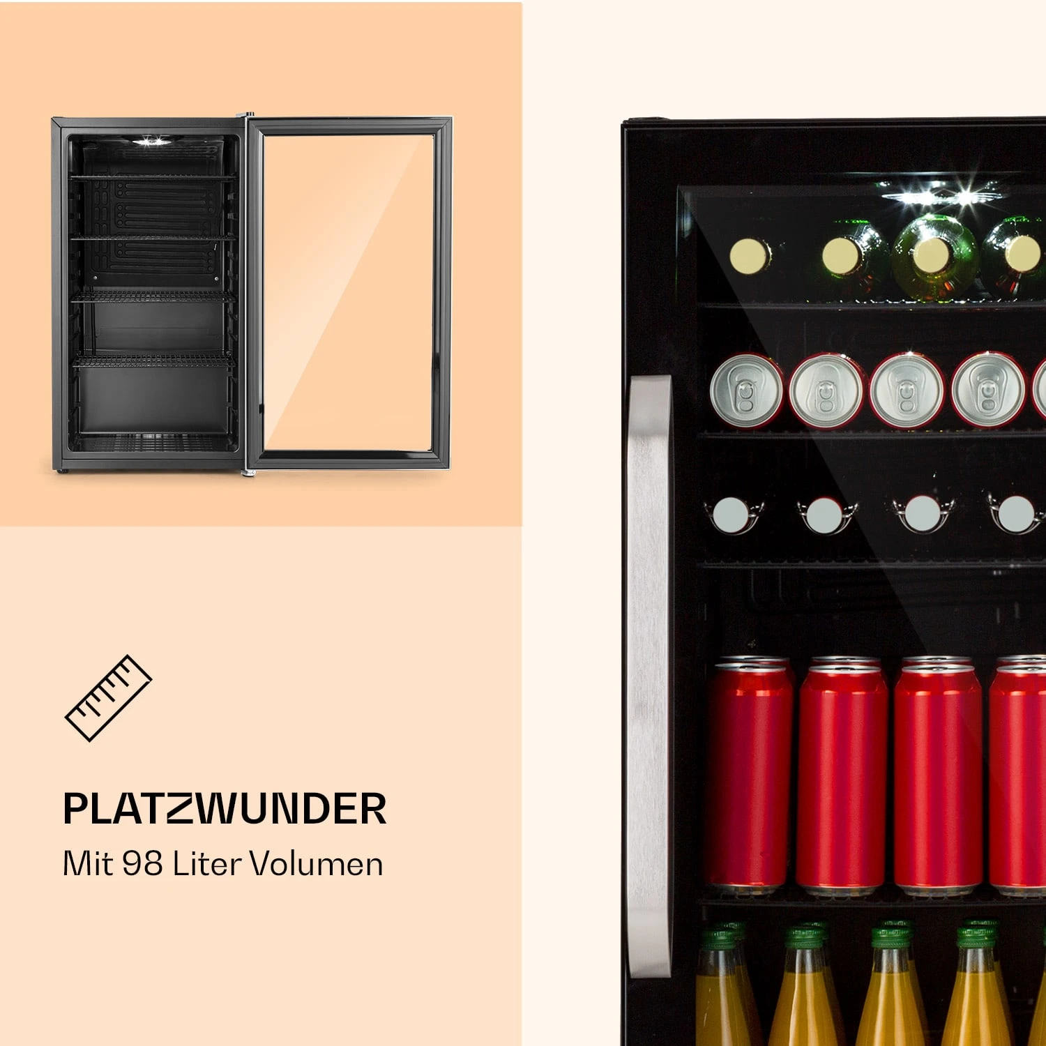 Beersafe 3XL Onyx Kühlschrank 98 Liter 4 Böden Panoramaglastür 2 Beersafe 3XL Onyx Kühlschrank 98 Liter 4 Böden Panoramaglastür – Bild 2