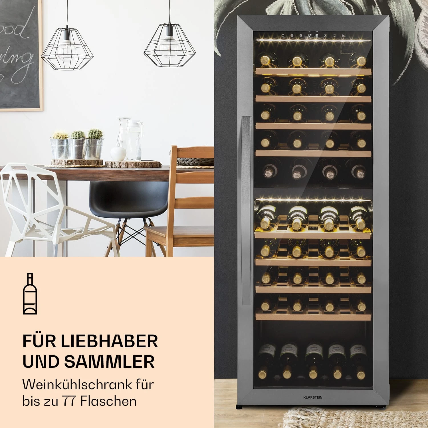 Klarstein Vinamour 77 Duo Weinkühlschrank 191 Liter 5 - 20 °C 2 Kühlzonen 2 Klarstein Vinamour 77 Duo Weinkühlschrank 191 Liter 5 - 20 °C 2 Kühlzonen – Bild 2