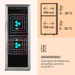 Klarstein Vinamour 77 Duo Weinkühlschrank 191 Liter 5 - 20 °C 2 Kühlzonen 12 Klarstein Vinamour 77 Duo Weinkühlschrank 191 Liter 5 - 20 °C 2 Kühlzonen -Haushaltsgeräte Geschäft 10039771 de 0004 logo