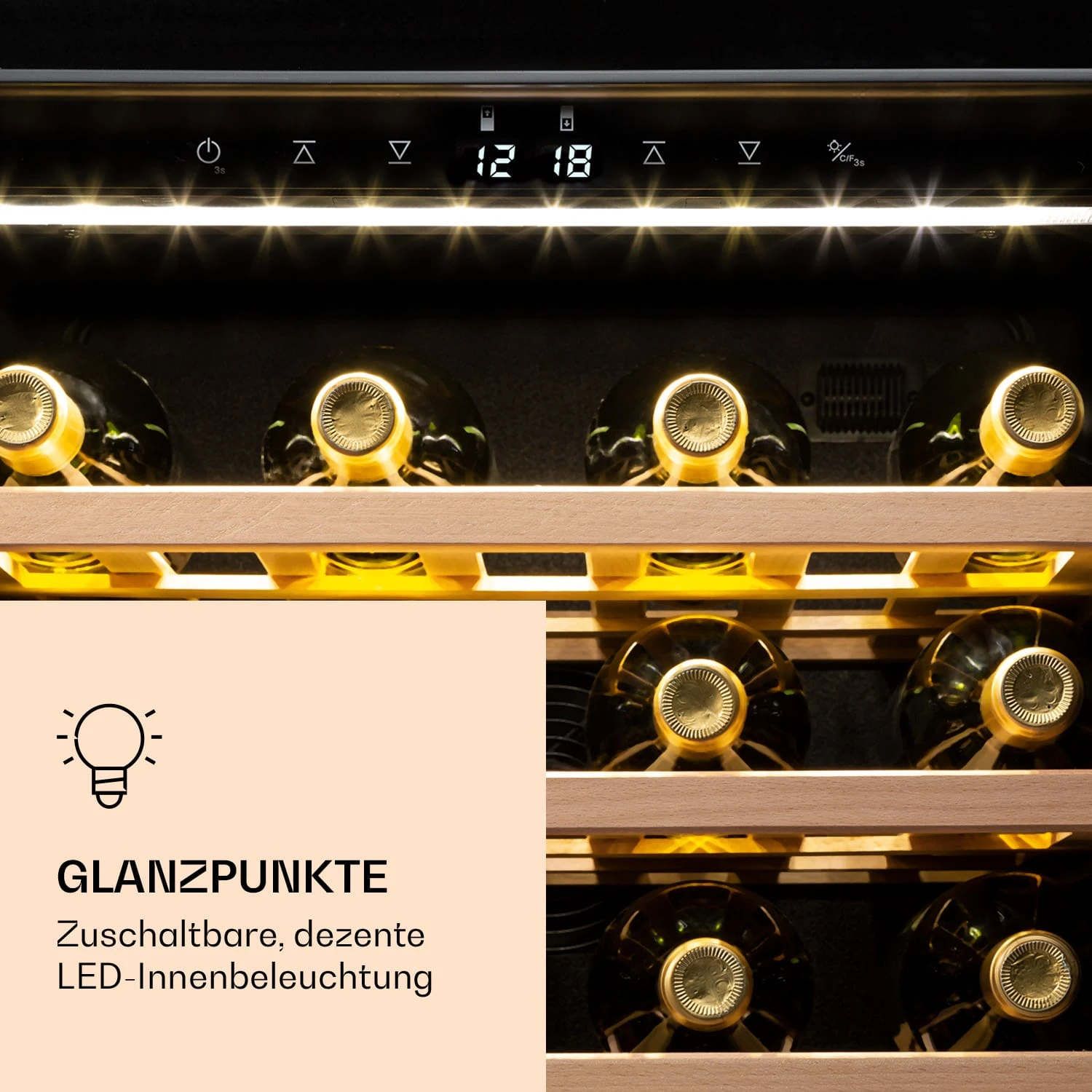 Klarstein Vinamour 77 Duo Weinkühlschrank 191 Liter 5 - 20 °C 2 Kühlzonen 6 Klarstein Vinamour 77 Duo Weinkühlschrank 191 Liter 5 - 20 °C 2 Kühlzonen – Bild 6