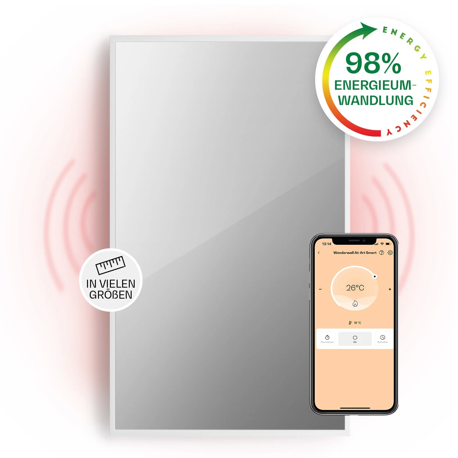 La Palma 1000 Smart 2-in-1 Heizgerät Infrarot Konvektor 120x60cm 1000W Spiegel 1 La Palma 1000 Smart 2-in-1 Heizgerät Infrarot Konvektor 120x60cm 1000W Spiegel