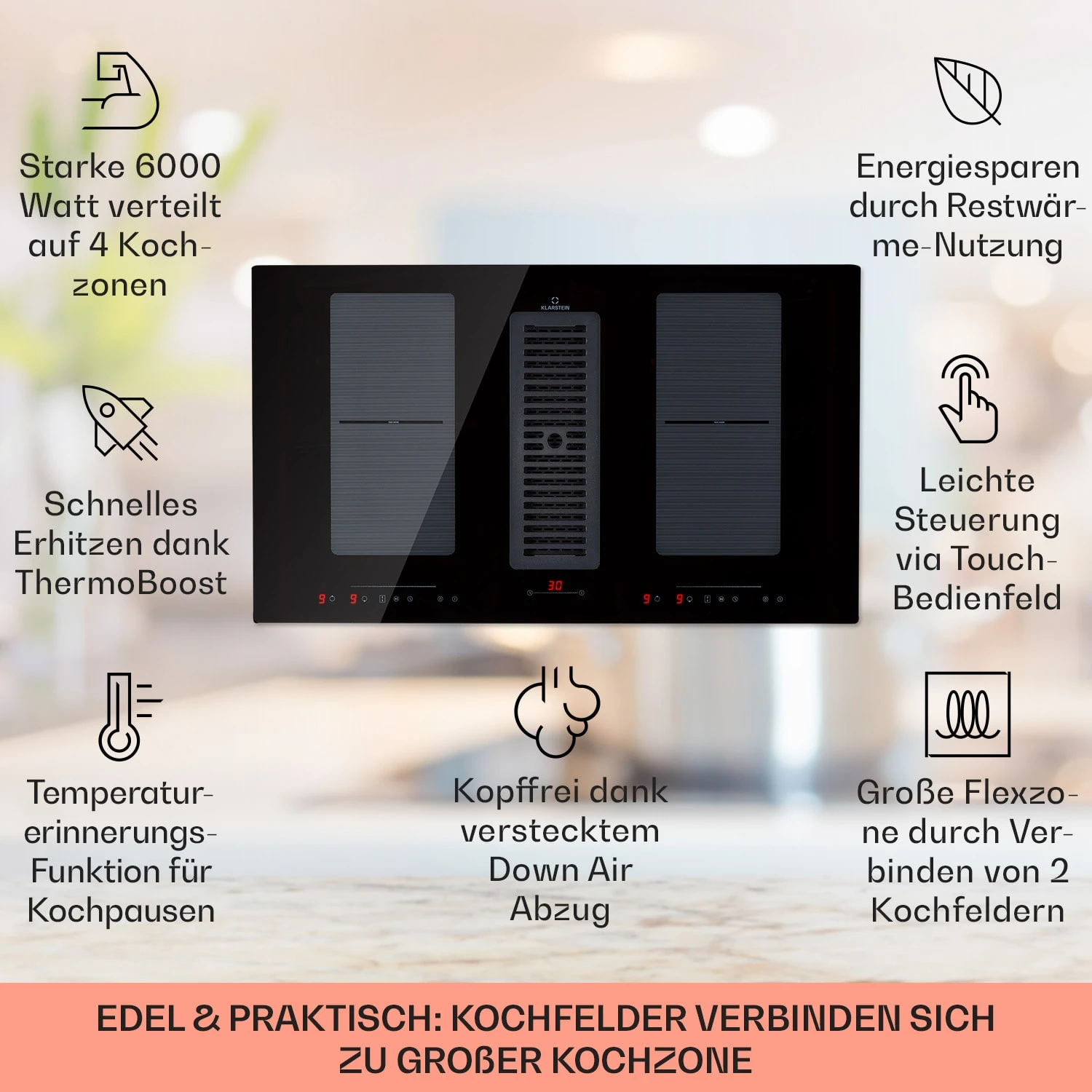 Full House Down Air System Induktionsherd + Dunstabzugshaube 477 M³/h 2 Full House Down Air System Induktionsherd + Dunstabzugshaube 477 M³/h – Bild 2