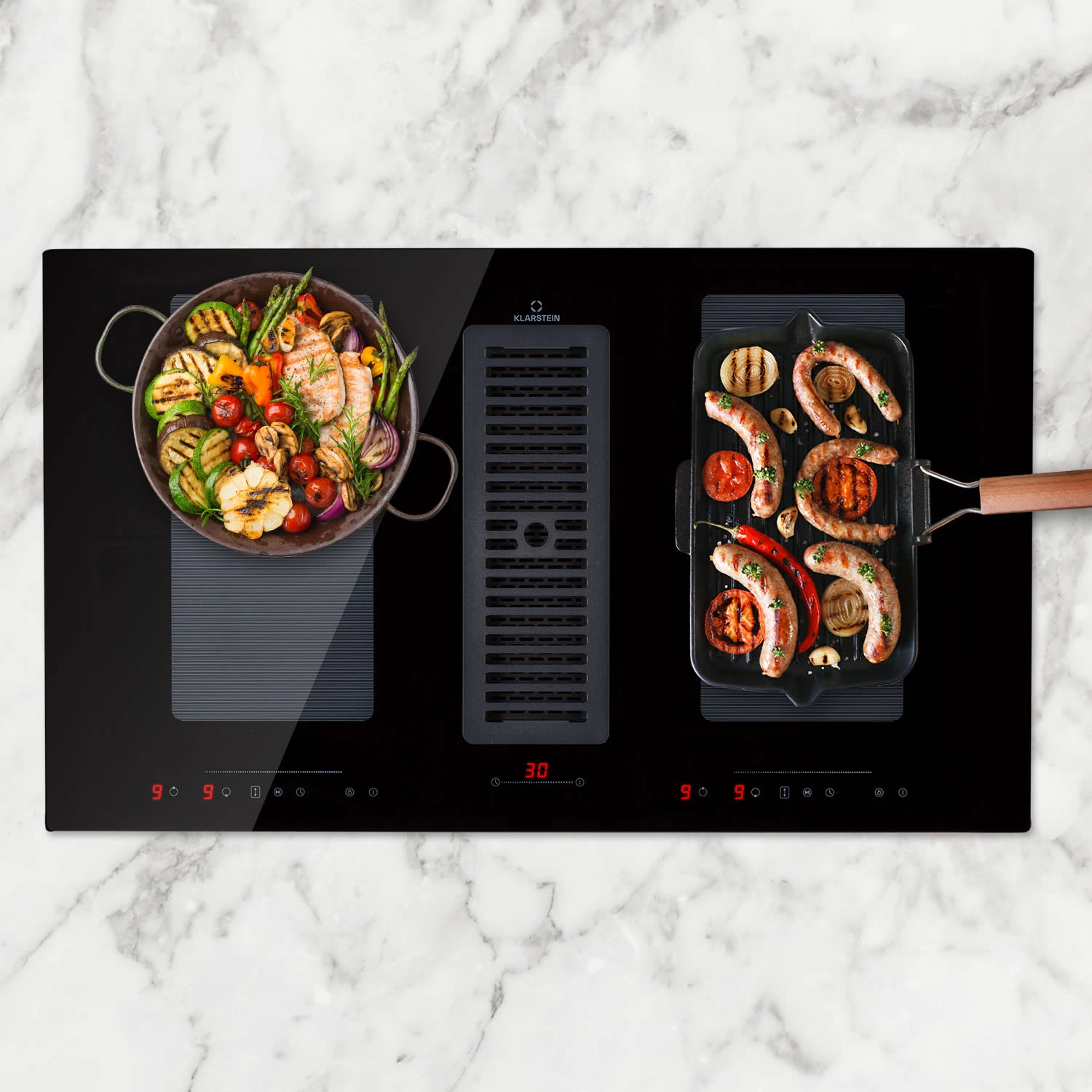 Full House Down Air System Induktionsherd + Dunstabzugshaube 477 M³/h 1 Full House Down Air System Induktionsherd + Dunstabzugshaube 477 M³/h