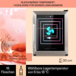 Vinamour 16 Uno Weinkühlschrank 16Fl./42l 5-18°C 41dB Glas -Haushaltsgeräte Geschäft 10039897 de 0003 usp