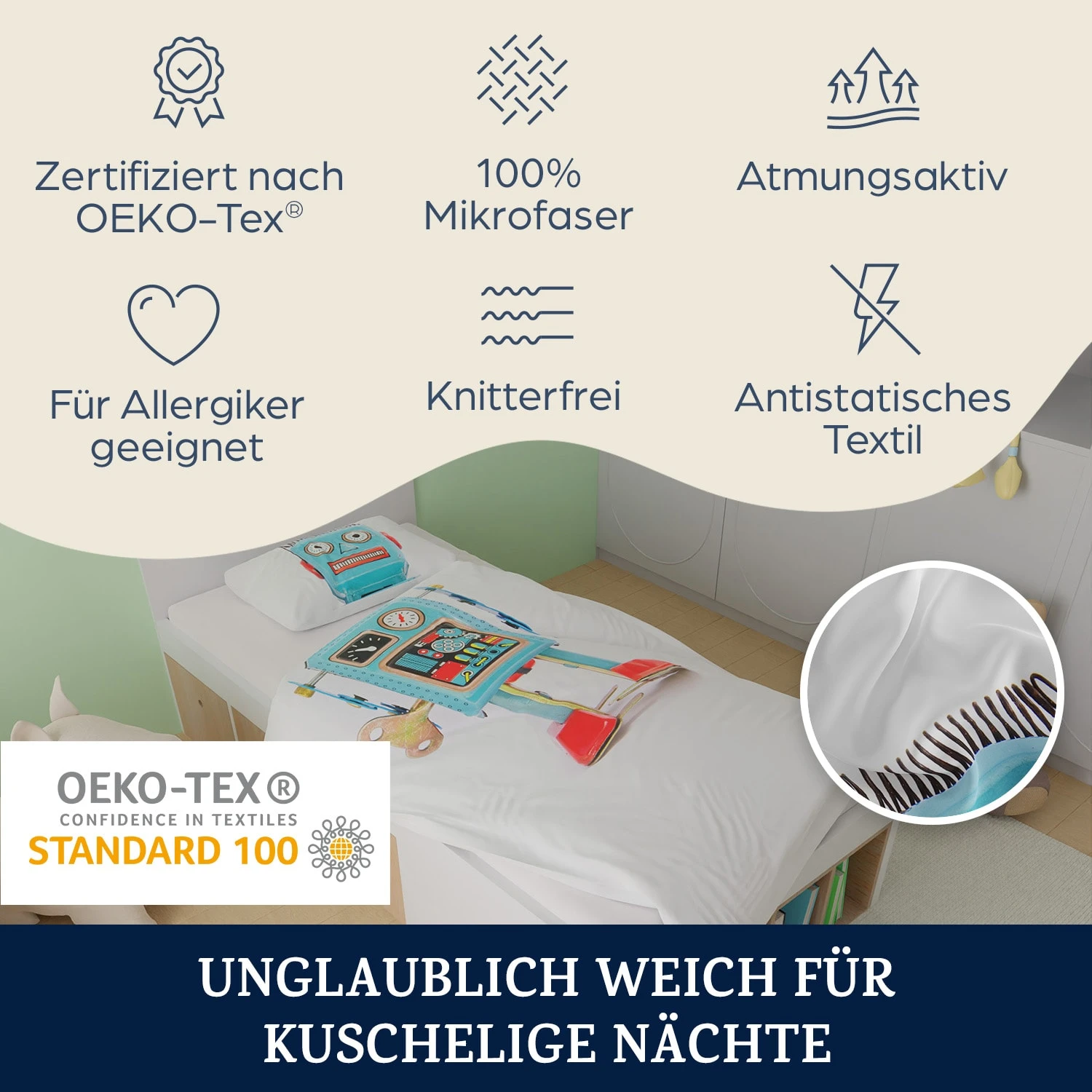 Soft Wonder Kids-Edition Bettwäsche 135 X 200 Cm 50 X 75 Cm Atmungsaktiv Mikrofaser 2 Soft Wonder Kids-Edition Bettwäsche 135 X 200 Cm 50 X 75 Cm Atmungsaktiv Mikrofaser – Bild 2