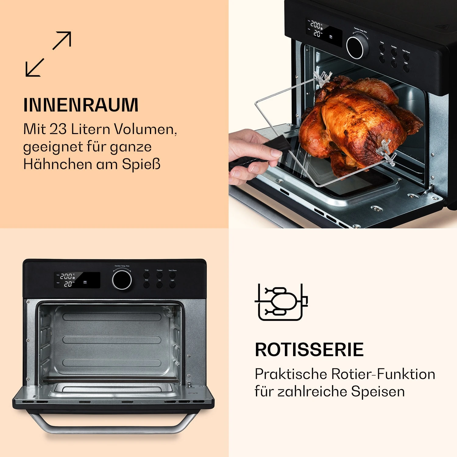 Prime Air Heißluftfritteuse 1500W 23l Timer 8 Programme 5 Prime Air Heißluftfritteuse 1500W 23l Timer 8 Programme – Bild 5