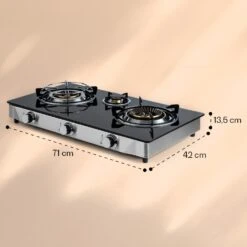 Barzona 3 Campingkocher 3 Brenner 3,4 / 0,75 / 4,3 KW Glas Edelstahl -Haushaltsgeräte Geschäft 10040046 yy 0011 dimensions