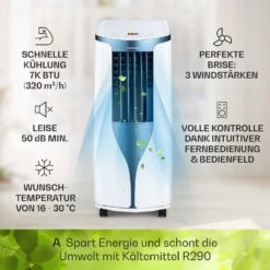 New Breeze 7 Mobile Klimaanlage 7000BTU 2,1kW Bis 34m² EEC A Mobil Fernbedienung -Haushaltsgeräte Geschäft 10040153 de 0003 usp