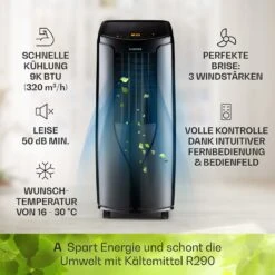 New Breeze 9 Mobile Klimaanlage 4-in-1 9.000 BTU / 2,6 KW EEK A Bodenrollen Timer -Haushaltsgeräte Geschäft 10040154 de 0003 usp