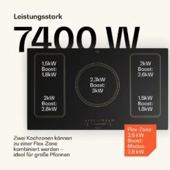 Victoria 5 Flex Induktionskochfeld Einbau 7400W 2 Flexzonen Timer -Haushaltsgeräte Geschäft 10040203 de 0003 usp