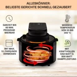 Vendure Heißluftfritteuse Mit Dampffunktion 1250W 5 Liter 6 Programme -Haushaltsgeräte Geschäft 10040278 de 0003 usp