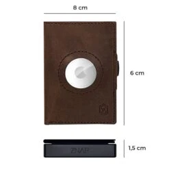 ZNAP Airtag Wallet 8 Karten Münzfach 9x1,5x6 Cm (BxHxT) RFID-Schutz -Haushaltsgeräte Geschäft 10040311 yy 0009 dimensions