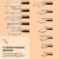 Kitano XL 13tlg. Messer-Set Mit Block 12 Messer Stahl Edler Holzblock -Haushaltsgeräte Geschäft 10040323 de 0003 logo