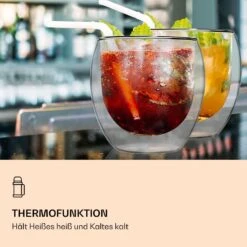 DUOS Jumbo Doppelwandiges Glas | Thermoglas | 2 X 310 Ml & 410 Ml | Trinkglas | Espressoglas, Teeglas, Shotglas | Für Heiße Und Kalte Getränke | Borosilikatglas| Hitze- Und Kältebeständig | Handgemacht | Spülmaschinenfest | Schwebe-Effekt -Haushaltsgeräte Geschäft 10040369 de 0003 logo