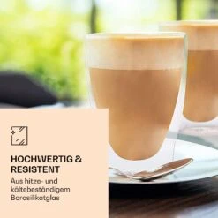 DUOS Doppelwandiges Glas | Thermoglas | 310 Ml | Trinkglas | Espressoglas, Teeglas, Shotglas | Für Heiße Und Kalte Getränke | Borosilikatglas| Hitze- Und Kältebeständig | Handgemacht | Spülmaschinenfest | Schwebe-Effekt -Haushaltsgeräte Geschäft 10040372 de 0003 logo