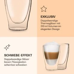 DUOS Doppelwandiges Glas | Thermoglas | 310 Ml | Trinkglas | Espressoglas, Teeglas, Shotglas | Für Heiße Und Kalte Getränke | Borosilikatglas| Hitze- Und Kältebeständig | Handgemacht | Spülmaschinenfest | Schwebe-Effekt -Haushaltsgeräte Geschäft 10040372 de 0006 logo