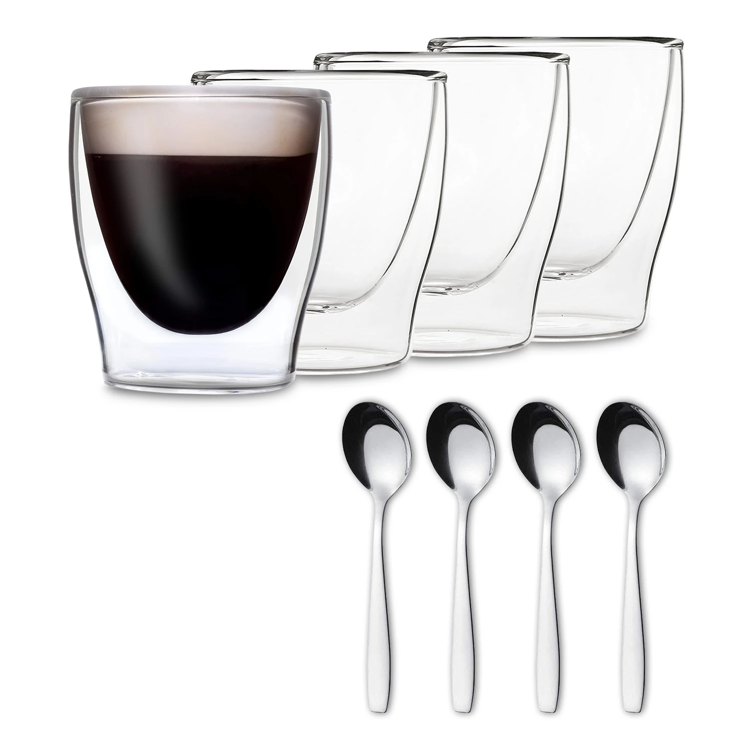 DUOS Doppelwandiges Glas 200 Ml Thermofunktion Inkl. Edelstahl-Löffel 1 DUOS Doppelwandiges Glas 200 Ml Thermofunktion Inkl. Edelstahl-Löffel