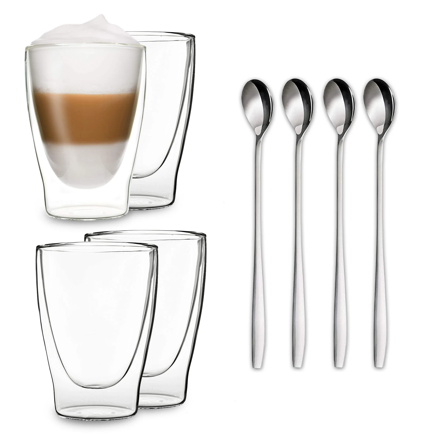 DUOS Doppelwandiges Glas 310 Ml Thermofunktion Inkl. Edelstahl-Löffel 1 DUOS Doppelwandiges Glas 310 Ml Thermofunktion Inkl. Edelstahl-Löffel