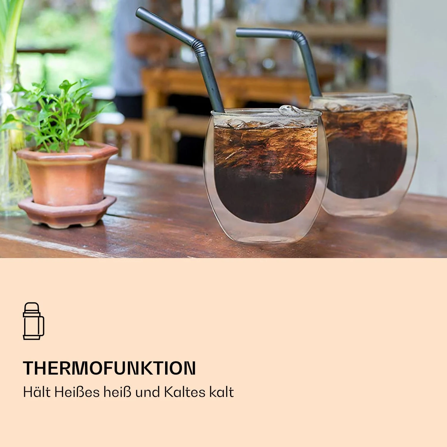 DUOS Jumbo Doppelwandiges Glas 410 Ml Thermofunktion Inkl. Edelstahl-Löffel 4 DUOS Jumbo Doppelwandiges Glas 410 Ml Thermofunktion Inkl. Edelstahl-Löffel – Bild 4