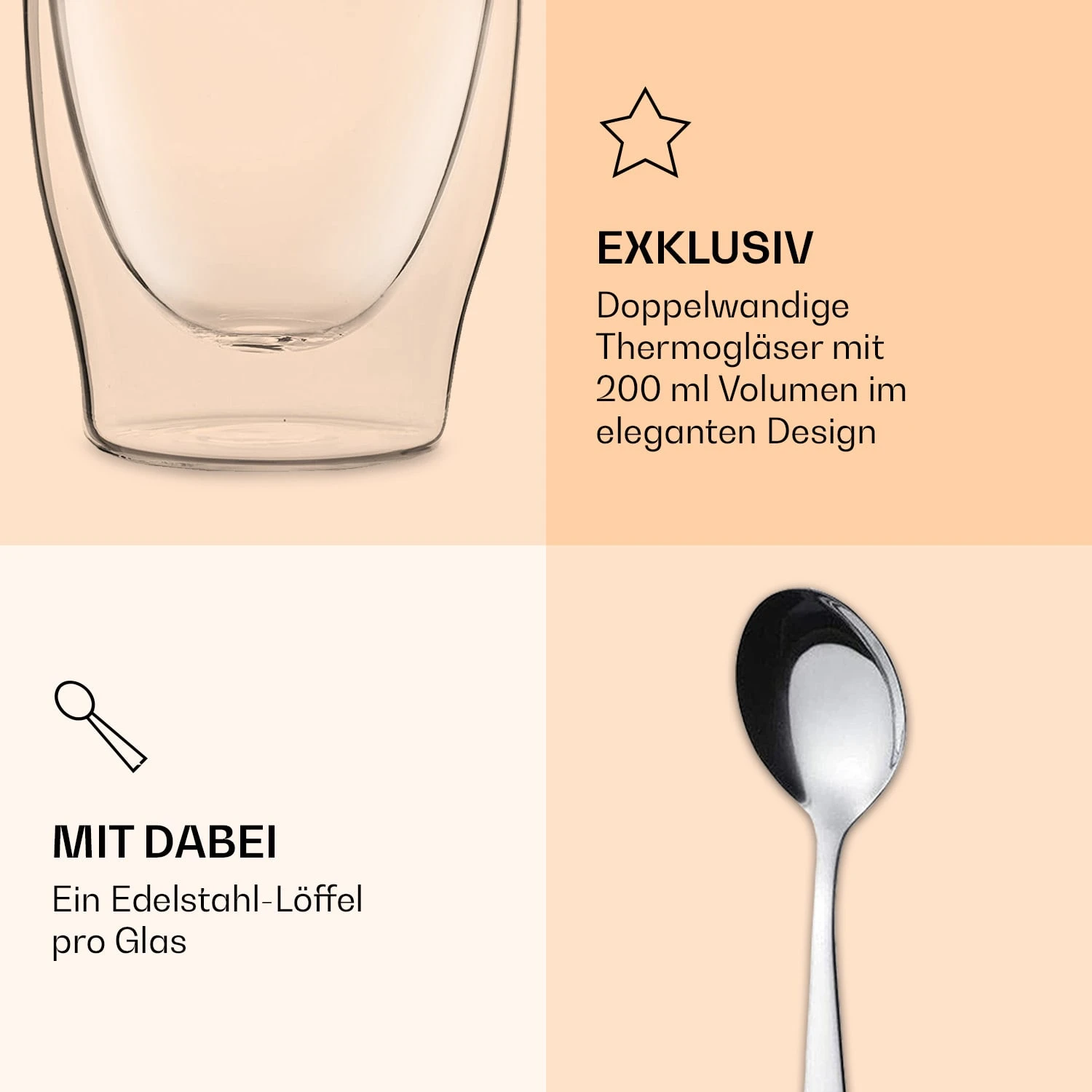DUOS Doppelwandiges Glas 200 Ml Thermofunktion Inkl. Edelstahl-Löffel 6 DUOS Doppelwandiges Glas 200 Ml Thermofunktion Inkl. Edelstahl-Löffel – Bild 6