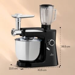 Renata Rossa Küchenmaschine 3-in-1 2000W 2,7PS 5Ltr Edelstahl BPA-frei 15 Renata Rossa Küchenmaschine 3-in-1 2000W 2,7PS 5Ltr Edelstahl BPA-frei -Haushaltsgeräte Geschäft 10040500 yy 0008 dimensions
