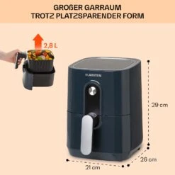 Crisp-Pro Heißluftfritteuse Air Fryer 1400W 2,8 Ltr Timer Edelstahl -Haushaltsgeräte Geschäft 10040698 de 0006 usp