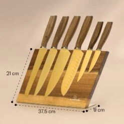 Kazuno Messerset 7 Teile Magnetischer Block PVD Titanium-Beschichtung 15 Kazuno Messerset 7 Teile Magnetischer Block PVD Titanium-Beschichtung -Haushaltsgeräte Geschäft 10040726 yy 0011 dimensions