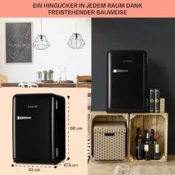 Audrey Retro-Kühlschrank 70 Liter 3 Regale 2 Türfächer Innenbeleuchtung -Haushaltsgeräte Geschäft 10040739 de 0005 logo