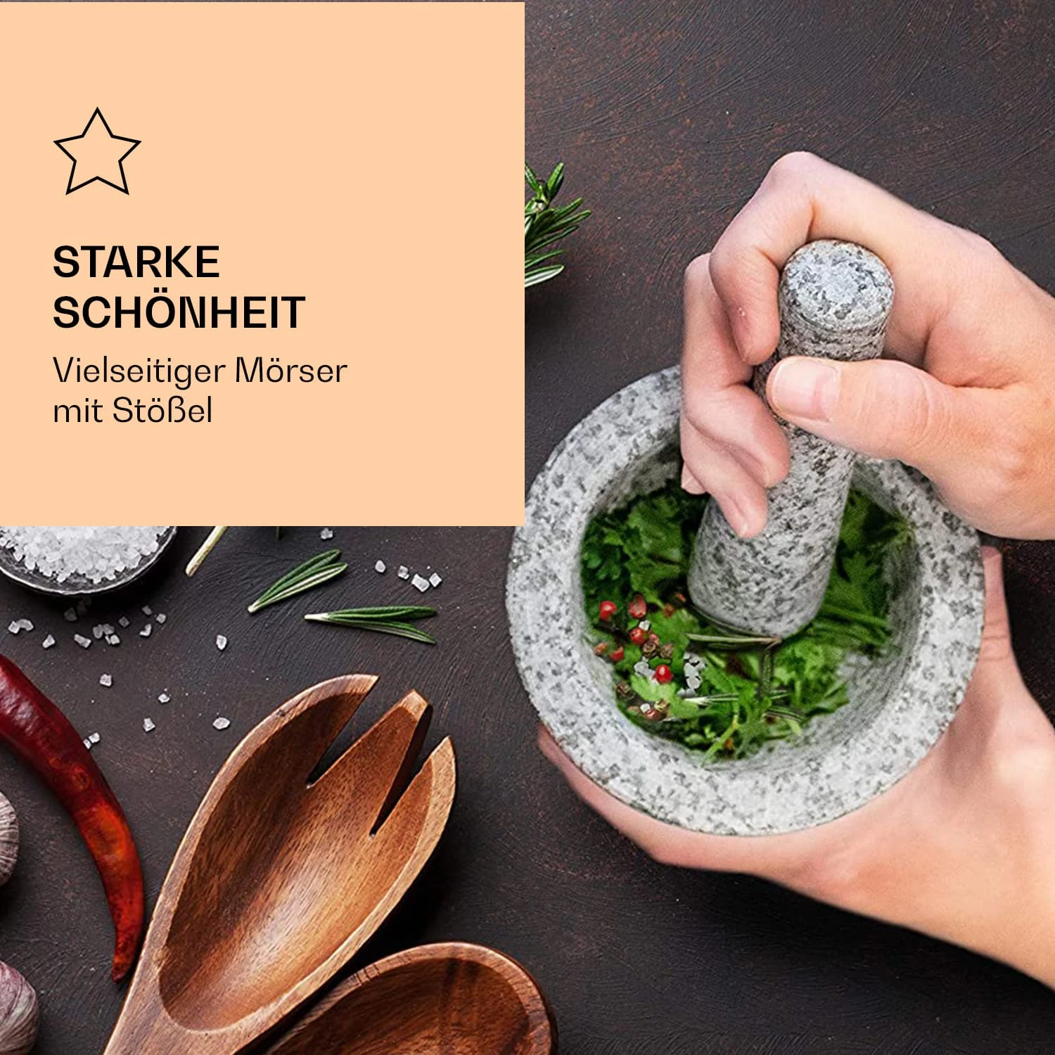 Mörser Mit Stößel 360 Ml Geriffelte Innenseite Rutschfest 2 Mörser Mit Stößel 360 Ml Geriffelte Innenseite Rutschfest – Bild 2