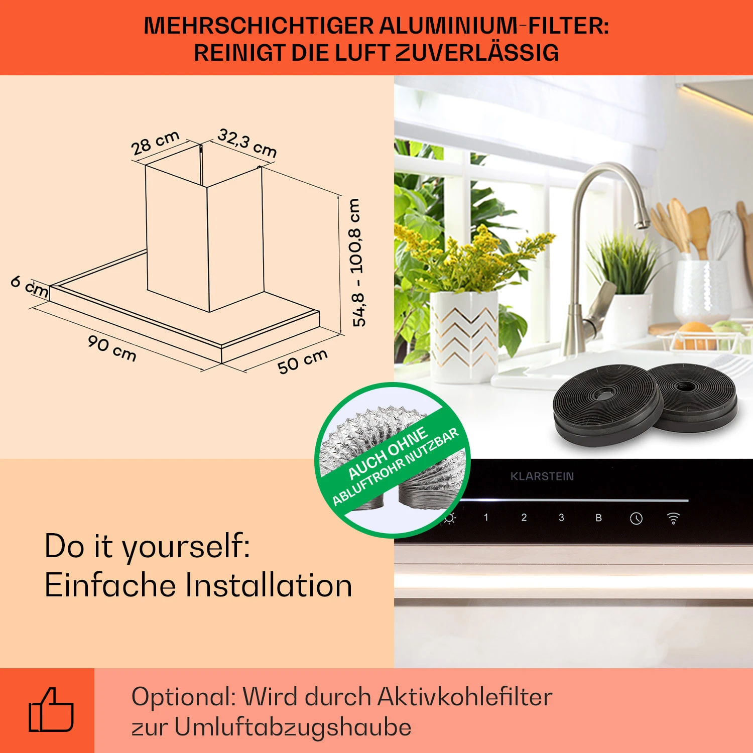 Alinea 90 Dunstabzugshaube 90cm Wandhaube WiFi A++ 500m³/h Touch 5 Alinea 90 Dunstabzugshaube 90cm Wandhaube WiFi A++ 500m³/h Touch – Bild 5