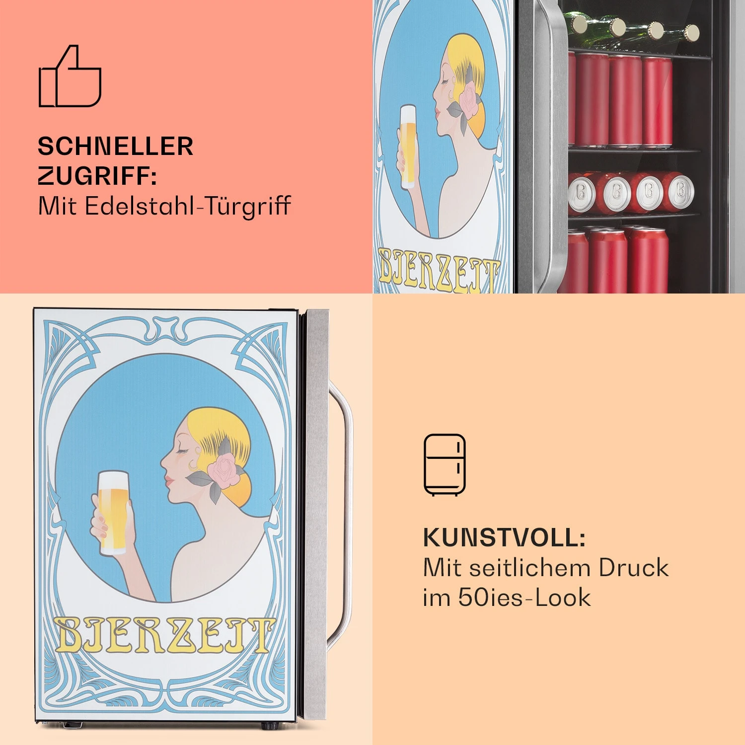 Beersafe 70 Bierzeit Edition Kühlschrank 70 Liter 3 Böden Panoramaglastür Edelstahl 4 Beersafe 70 Bierzeit Edition Kühlschrank 70 Liter 3 Böden Panoramaglastür Edelstahl – Bild 4