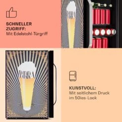 Beersafe 70 Birra Edition Kühlschrank 70 Liter 3 Böden Glas Edelstahl -Haushaltsgeräte Geschäft 10041178 de 0004 usp