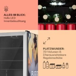 Beersafe 70 Birra Milano Edition Kühlschrank 70 Liter 3 Böden Panoramaglastür Edelstahl -Haushaltsgeräte Geschäft 10041179 de 0005 usp