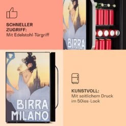 Beersafe 70 Birra Milano Edition Kühlschrank 70 Liter 3 Böden Panoramaglastür Edelstahl -Haushaltsgeräte Geschäft 10041180 de 0004 usp