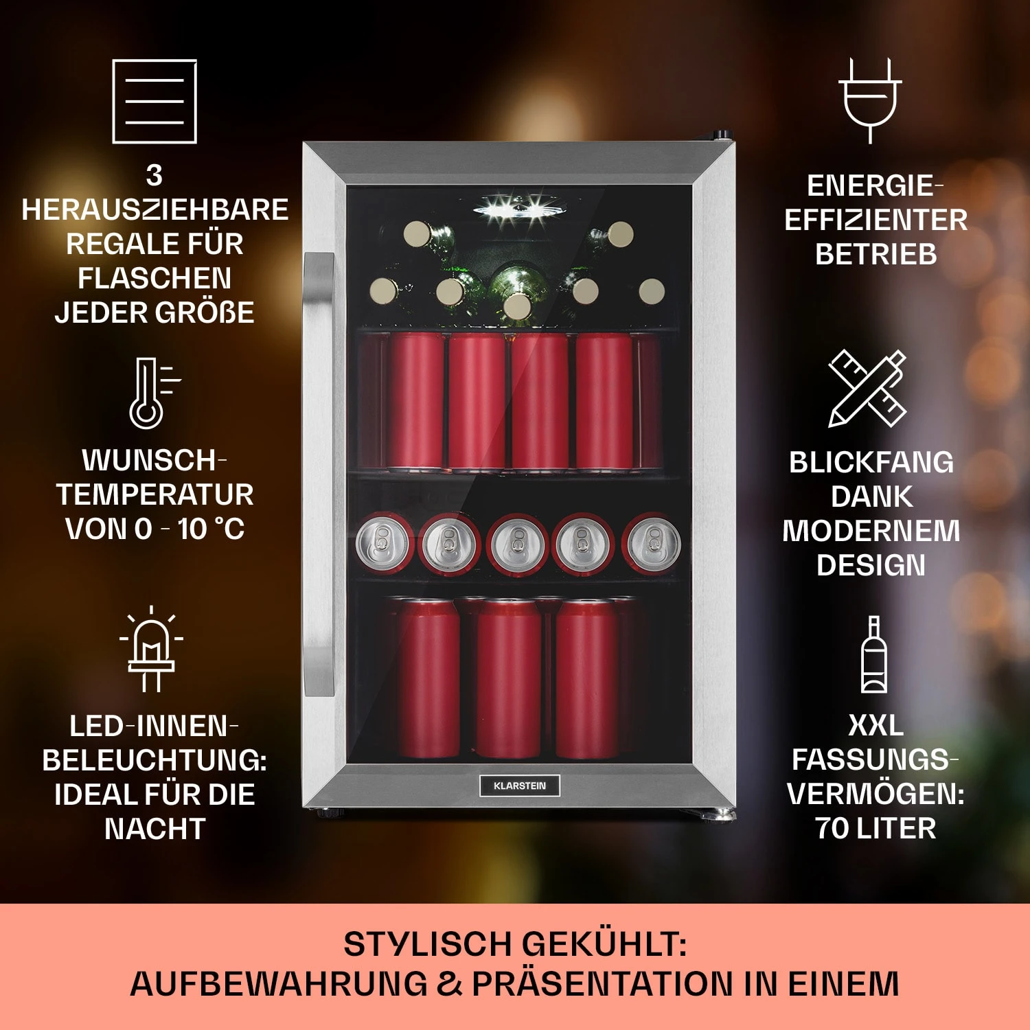 Beersafe 70 Craft Beer Edition Kühlschrank 70 Liter Glastür Edelstahl 2 Beersafe 70 Craft Beer Edition Kühlschrank 70 Liter Glastür Edelstahl – Bild 2