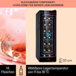 Barolo 14 Slim Uno Weinkühlschrank 46 Ltr 14 Flaschen 11-18°C SingleZone -Haushaltsgeräte Geschäft 10041206 de 0003 usp
