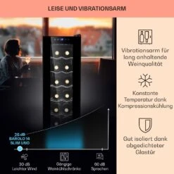 Barolo 14 Slim Uno Weinkühlschrank 46 Ltr 14 Flaschen 11-18°C SingleZone -Haushaltsgeräte Geschäft 10041206 de 0004 usp