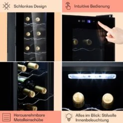 Barolo 14 Slim Uno Weinkühlschrank 46 Ltr 14 Flaschen 11-18°C SingleZone -Haushaltsgeräte Geschäft 10041206 de 0005 usp